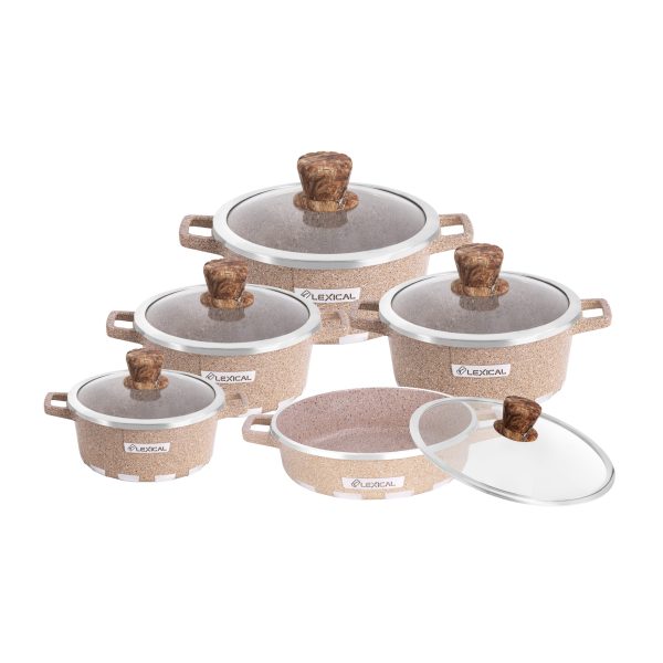 Комплект гранитни тенджери Majestic в кремав цвят